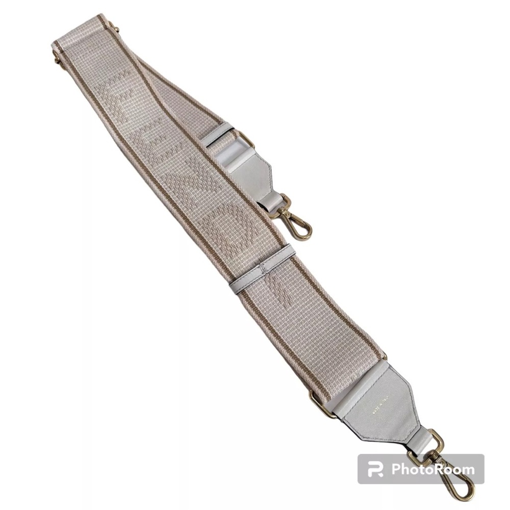 Fendi Strap You White Ribbon Shoulder Strap White Beige Gold Hardware